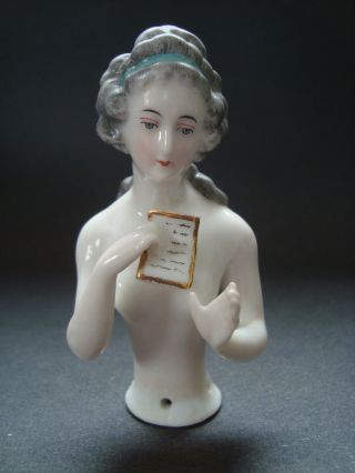 C - 5 Gorgeous Dressel & Kister German Porcelain Half Doll W Letter Pincushion