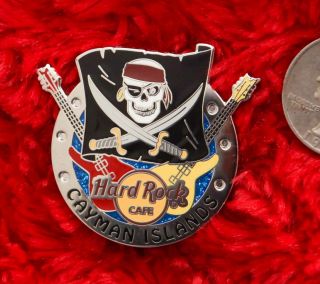 Hard Rock Cafe Pin Cayman Islands Silver Porthole Pirate Flag Skull Sword Hat