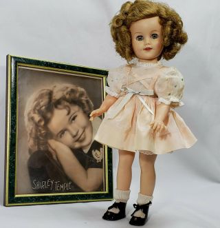 Shirley Temple 15 Inch Ideal Vinyl Doll In Clothes With Souvenir Photo