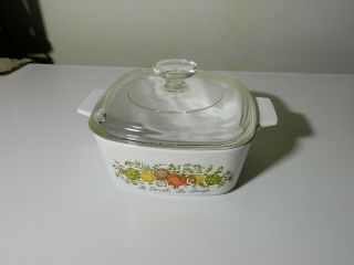 Corning Spice Of Life 1.  5 Quart Square Casserole A - 1 1/2 B With Lid