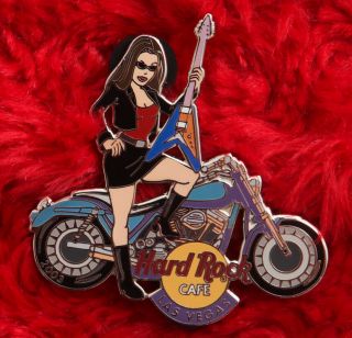 Hard Rock Cafe Pin Las Vegas Motorcycle Girl Guitar Chopper Hat Lapel Jacket
