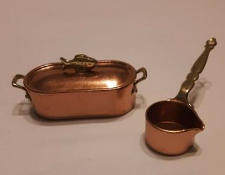Vintage Miniature Dollhouse Bodo Hennig Copper Fish Steamer W/lid Bonus Pan