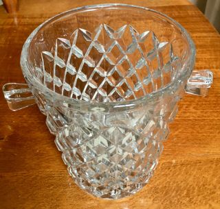 Vintage Art Deco Diamond Pattern Cut Glass Ice Bucket With Handles