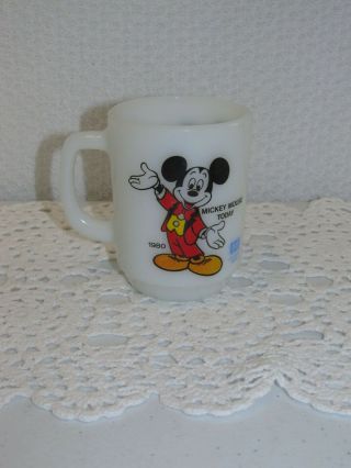 Fire King Anchor Hocking Milk Glass Mickey Mouse Today1980 Walt Disney Pepsi Mug