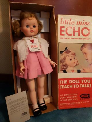 Vintage 1962 Little Miss Echo Doll In Pink Dress,  With Box,  30 "