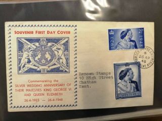 Gb Stamps 1948 Silver Wedding First Day Cover Sturdee Avenue Gillingham