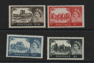 Gb 1959 2nd De La Rue Castles Set Sg595 - 598 Mnh Unmounted Set Stamps