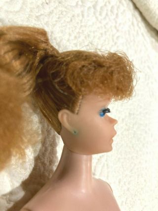 Gorgeous Vintage 6 or 7 Titian Ponytail Barbie Doll w/all Face Paint 3