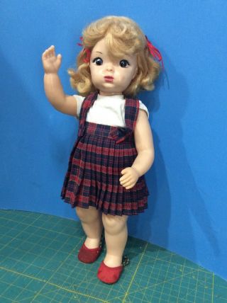 Vintage Terri Lee Doll In Plaid Skirt Red Shoes.  Cute & Sweet
