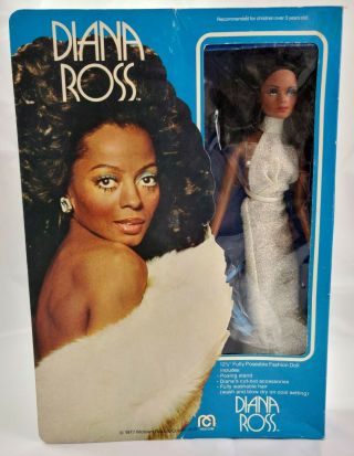 Vintage 1977 Mib Diana Ross Doll,  Mego,  12 " Black African American,  Motown,  Box