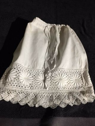 Antique Cotton Skirt For French Doll Jumeau Steiner Bru Antique Lace 8 - 9