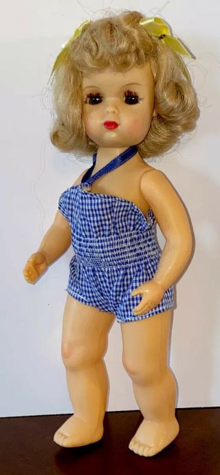 Vintage 1950’s Blonde Tiny Terri Lee Walking Doll W/ Tagged Sunsuit
