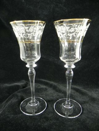 Mikasa Crystal Pair Antique Lace Wine Glasses 8 - 3/4 " Newest Type