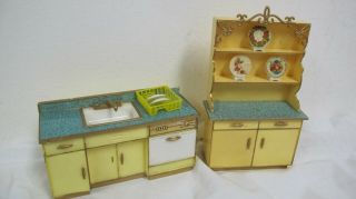 Vintage Ideal Petite Princess Patti Kitchen Furniture Hutch & Sink Dishwasher