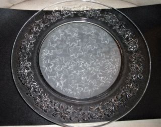 Princess House Crystal Fantasia 13 " Cake Plate Platter Charger Frosted Btm