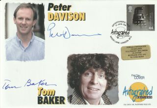 1 June 1999 Doctor Who Dalek Fdc Hand Signed By Tom Baker & Peter Davison