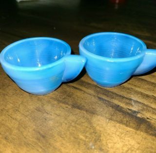 Vintage Akro Agate Small Concentric Ring Childrens Toy Doll Dishes Bluetea Cup