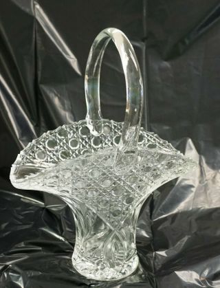 Vintage Large L.  E.  Smith Clear Glass Innovations Pattern Basket 13 " Tall