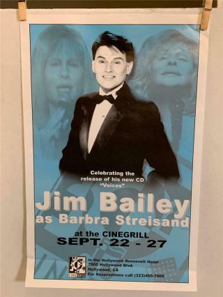 11x17 Poster Jim Bailey As Barbra Streisand Cinegrill Sept 22 - 27 Hollywood Ca