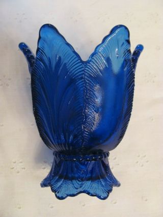 Fenton Cobalt Blue Glass Two Way Candle Holder Votive Or Taper