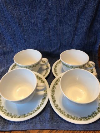 Corelle Corning Ware Crazy Daisy Set Of 4 Cups And 4 Saucers Euc Cup Saucer Set