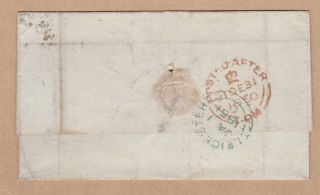 Gb Queen Victoria 1850 Entire " Posted After 7pm " Hand Stamp To Leicester