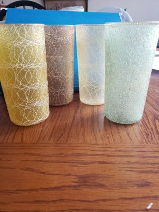 Vintage Color Craft Spaghetti String Drizzle Tumblers Glasses (4) Colors