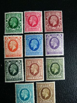 GB 1934 - 36 KGV,  SG439 - 449 Photogravure Set of 11 Fresh MNH. 2