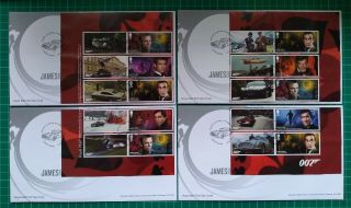 2020 James Bond Commemorative Smilers Sheet Over 4 Fdc Aston Clinton Pmk