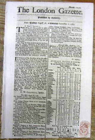 1781 Revolutionary War newspaper with RED HALFPENNY TAX STAMP London ENGLAND 2