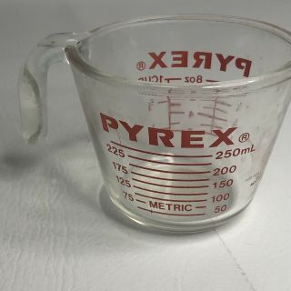 Vintage Usa Made Pyrex Red Letter Glass Measuring Cup Size 8 Oz 1 Cup