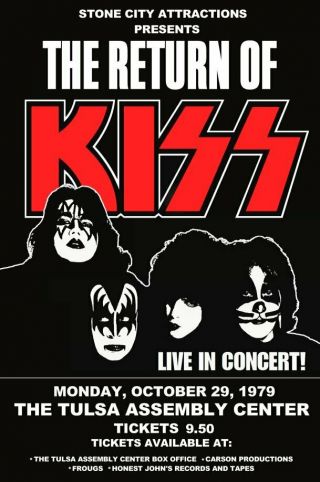 Kiss Dynasty Tulsa Oklahoma 10/29/1979 " The Return Of Kiss " Custom Display