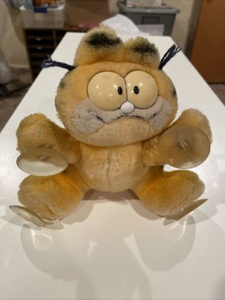 Vintage 1981 Dakin Garfield Attack Cat 6 " Suction Cup Window Cling Hang Plush