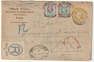 1839 Postal Staty.  Advert Cover Winch Brothers Stamp Dealers Colchester Italy