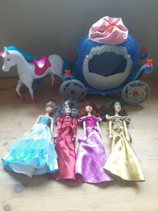Disney Princess Cinderella Barbie Doll Transforming Carriage Ugly Sisters Set