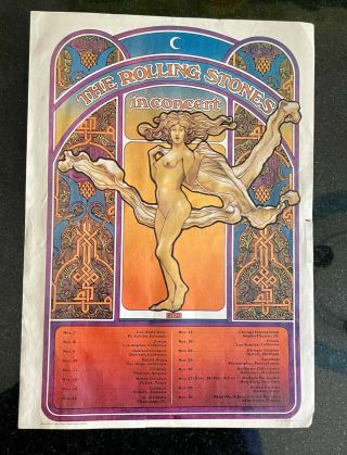 Rolling Stones 1969 American Tour Ticket Outlet Concert Poster With Dates