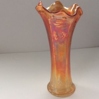 Vintage Fenton Marigold Carnival Glass Butterfly & Berry Iridescence Vase