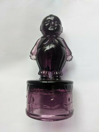 Fenton ? Purple glass Ringmaster Figurine on drum antique estate find 2