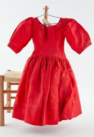 Vtg Madame Alexander Doll Cissy Puffed Sleeve Red Taffeta Dress