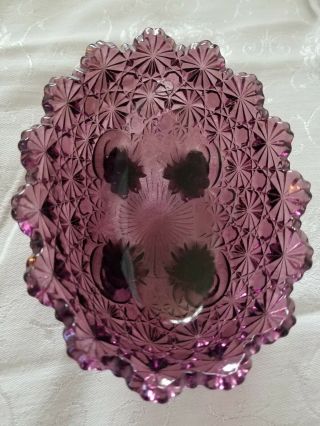Daisey Button Glass Purple 5.  5 Inch Glass Footed Bowl L.  G.  Wright