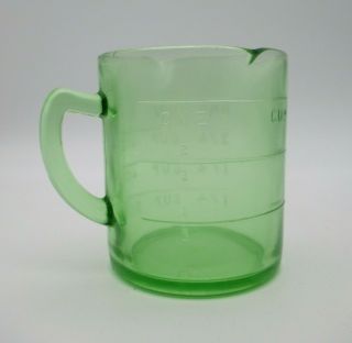 Vintage Hazel Atlas Green Depression Glass 1 - Cup Measuring Cup Usa