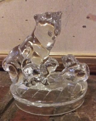 Vintage Rcr Cat And Kittens Lead Crystal Glass Figurine Made In Italy Exc