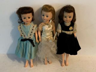 3 Vintage 1958 Ideal American Character Doll Dolls Shirley Temple Toni 10 1/2 "