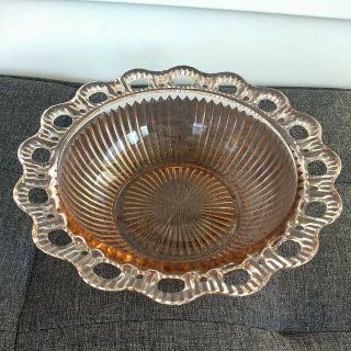 Vintage Pink Old Colony Depression Glass Serving Bowl 9 " Lace Edge