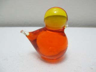 Hand Blow Studio Art Glass Small Bird Figurine Orange 1 5/8 " Tall