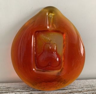 Amberina Handmade Art Glass Suncatcher Pear Design