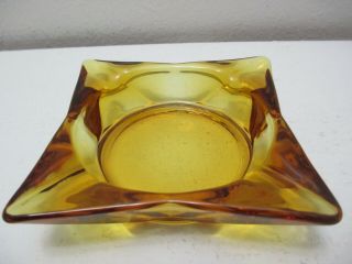 Vintage Anchor Hocking Amber Glass Ashtray Square Star Shape 3 5/8 "