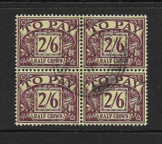 1937 2s6d Purple/yellow Postage Due Sg D26 Block Of 4 Fine