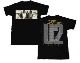 U2 The Joshua Tree Tour Europe 1987 Retro Bono Photo Black T Shirt Large Mens