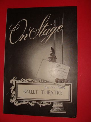 Dec 2 1952 Boston Opera House Ballet Theatre On Stage Les Sylphides